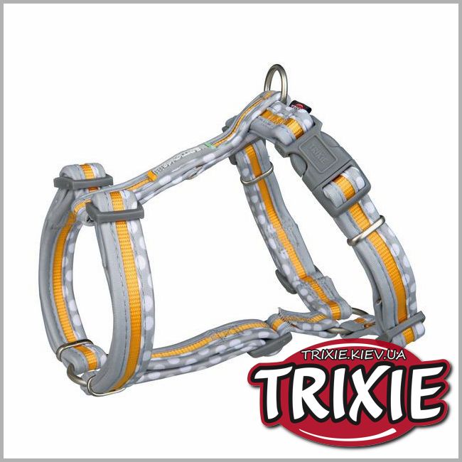 ТРІКСІ Україна - Шлейка для собак TRIXIE- Ювілейна серія TRIXIE 40 років (Розмір S: 50–75 см/25 мм, сірий/оранжевий)