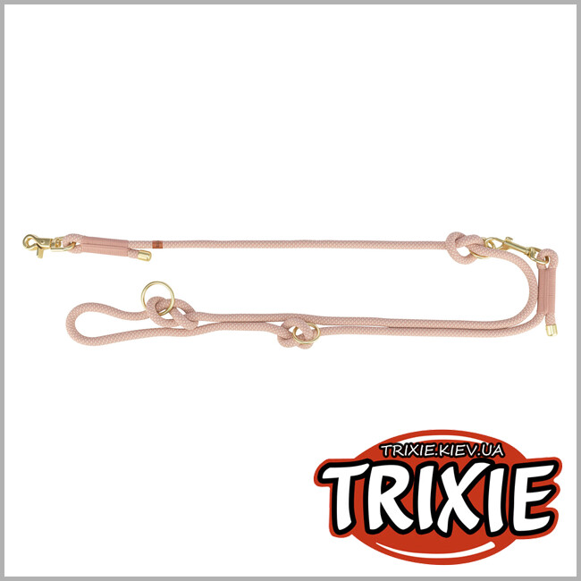 ТРИКСИ Украина - Регулируемый поводок Trixie 1984107 "Soft Rope", S-XL: 2.00м/10мм, розовый/светло-розовый