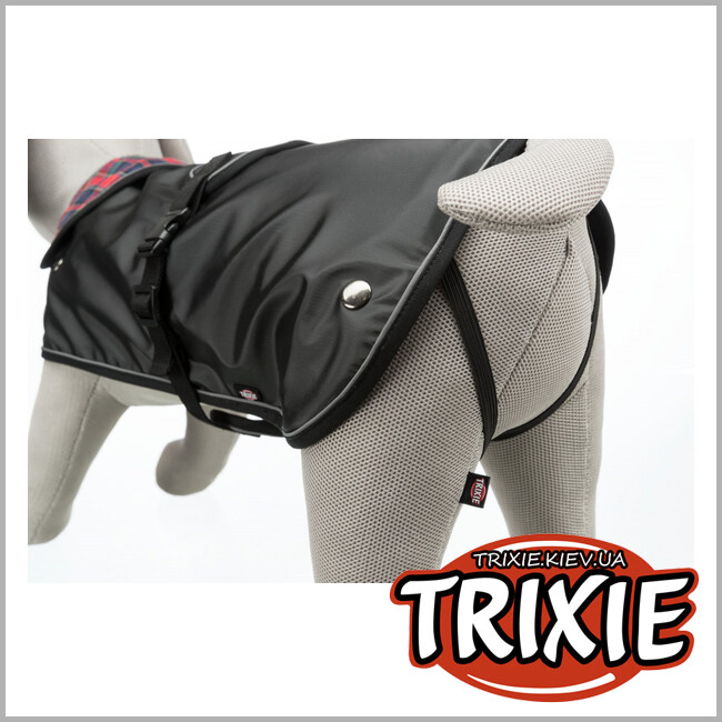 ТРИКСИ Украина - Пальто для собак Trixie Hermy 2 в 1 (черный/красный, S, 26-34*44-55*38 cm)