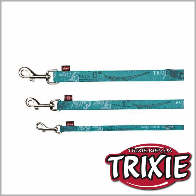 ТРИКСИ Украина - Поводок для собак TRIXIE - Париж, петроль (Размер ХS-S: 1,20 м / 15 мм, петроль)