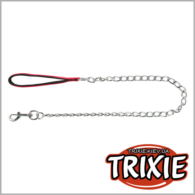 ТРИКСИ Украина - Поводок-цепь Trixie 14033 для животных с нейлоновой ручкой, L-XL: 1.00м/4.0мм, красный