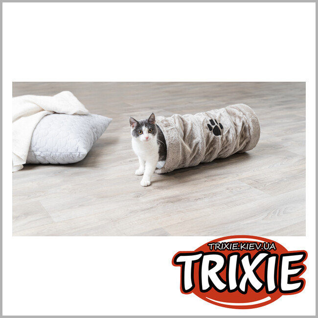 ТРИКСИ Украина - Туннель для кошки Trixie Playing Tunnel (плюш 22*60cm серый)