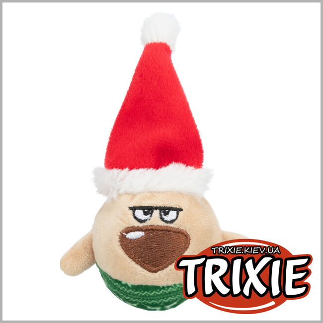 ТРИКСИ Украина - Рождественский гном Trixie 92526 с погремушкой, плюш, 6х12см