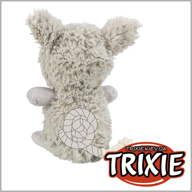 ТРИКСИ Украина - Монстр Trixie 34724 с канатом (плюш), 32см, серый