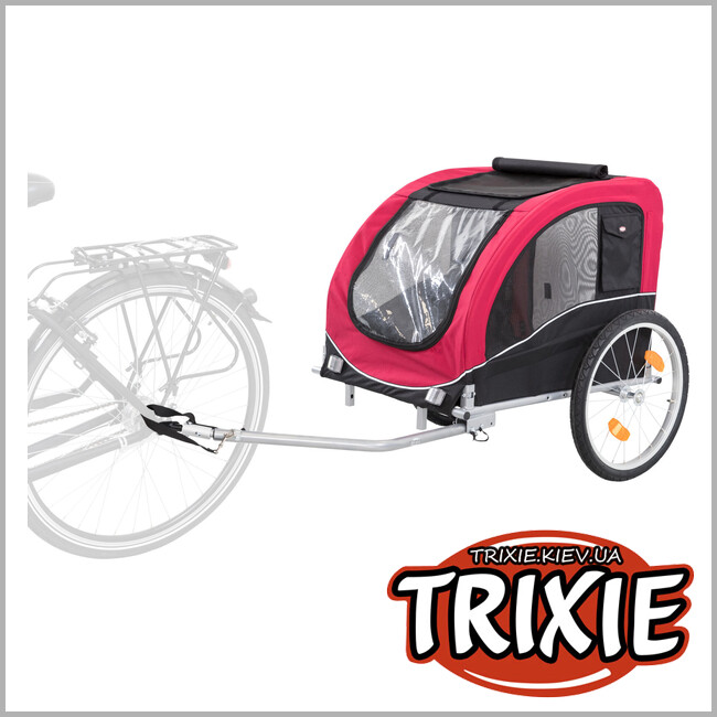 ТРИКСИ Украина - Велоприцеп Trixie 12814 для перевозки животных, М: 63х68х75/137 см, черный/красный