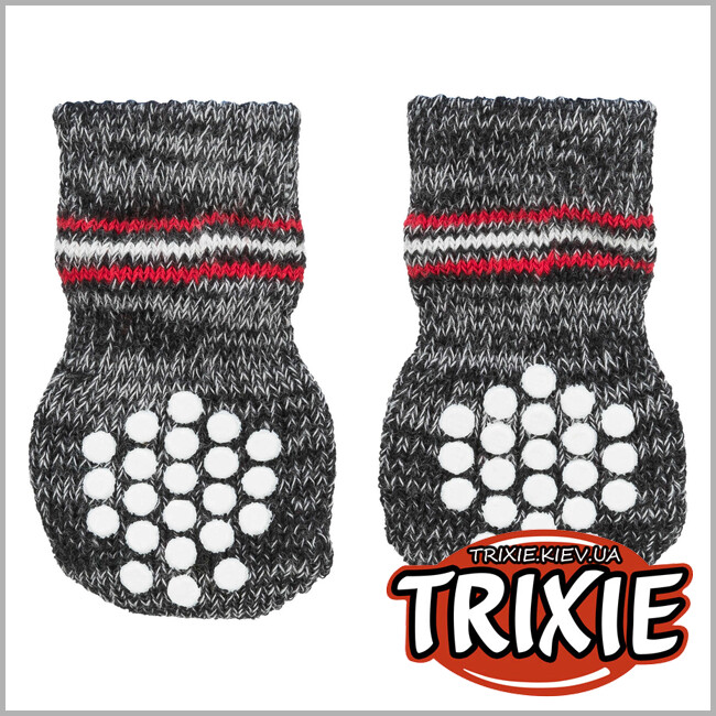 ТРИКСИ Украина - Носки  для собак Trixie 19503, антиковзания, M-L, серый (2шт/уп)