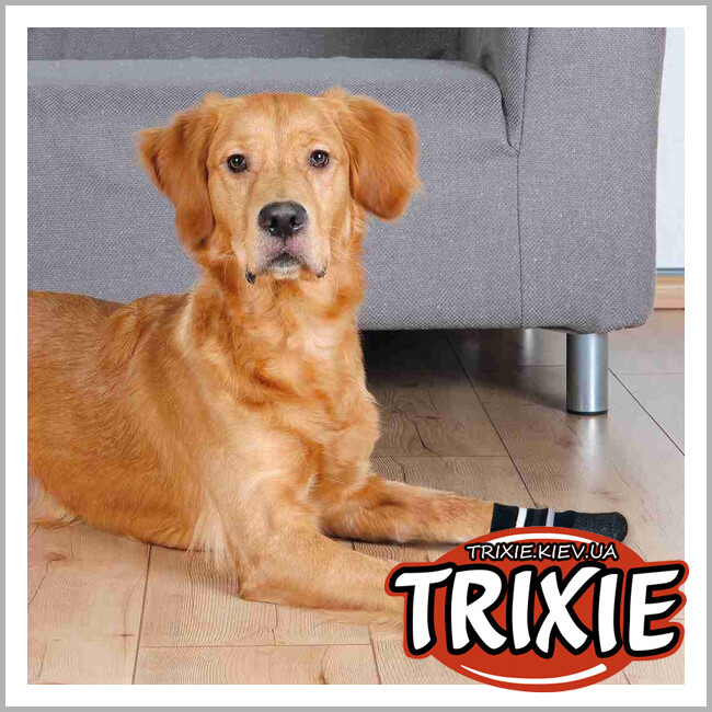 ТРИКСИ Украина - Носки  для собак Trixie 19525 для собак, антиковзания, L-XL, черный (2шт/уп)
