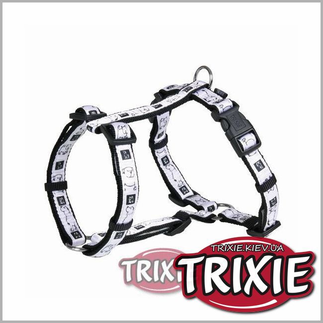 ТРІКСІ Україна - Шлейка для собак TRIXIE-Impression (Розмір: 30-40см/15мм, нейлон, чорний/білий)