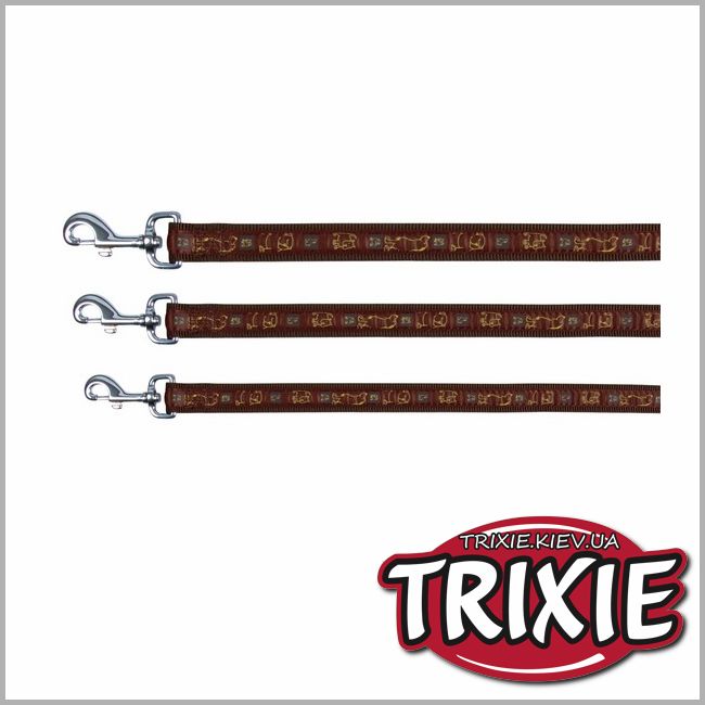 ТРИКСИ Украина - Поводок для собак TRIXIE - Impression (Размер: 1м/25мм, нейлон, коричневый/терракотовый)