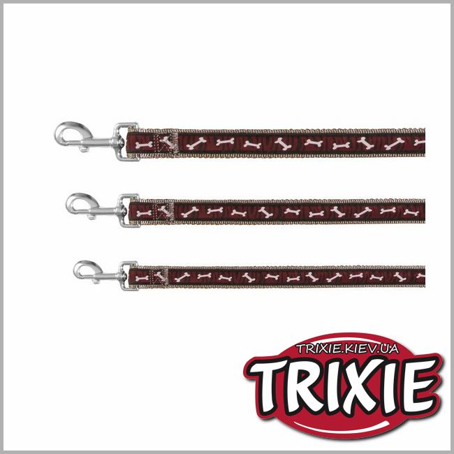 ТРИКСИ Украина - Поводок для собак TRIXIE - Косточки (Размеры: 1,20 м / 15 мм,1,00 м / 20 мм и 1,00 м / 25 мм, нейлон)