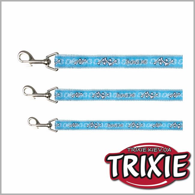 ТРИКСИ Украина - Поводок для собак TRIXIE - Sportdog (Размеры:1,2 м / 15 мм, 1 м / 20 мм и 1 м / 25 мм, нейлон, голубой)
