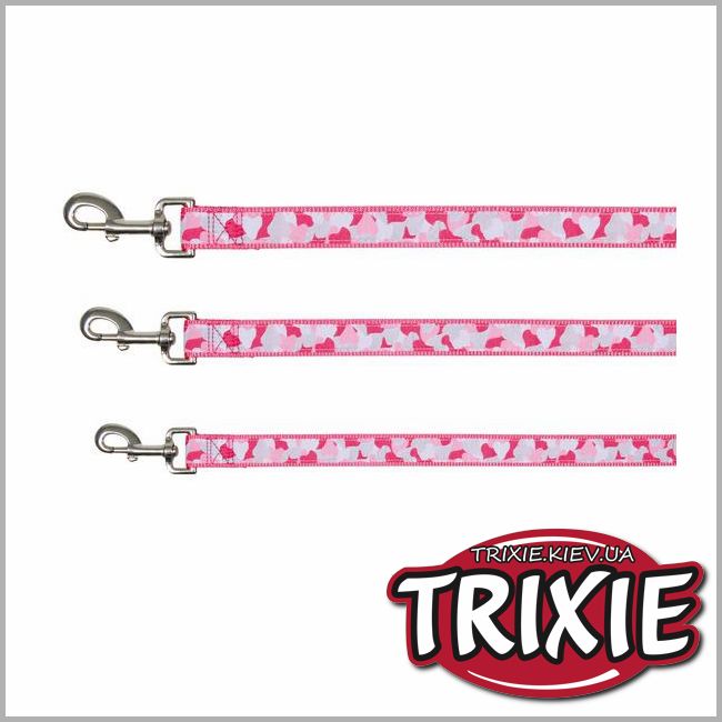 ТРИКСИ Украина - Поводок для собак TRIXIE - Роза ( Размер S:1,20 м / 15 мм, нейлон, розовый)