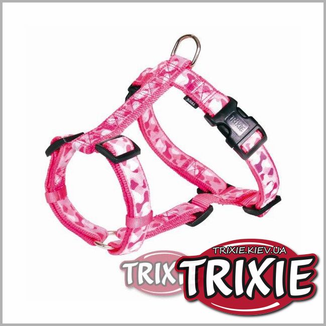 ТРІКСІ Україна - Шлейка для собак TRIXIE-Роза (Розміру: 30 - 40 см / 15 мм та 50 - 75 см / 25 мм, нейлон, рожевий)