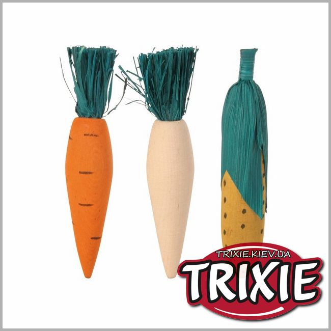 ТРІКСІ Україна - Догляд за зубами гризунів TRIXIE Wooden Fun (дерево/солома 10 см * 3шт)