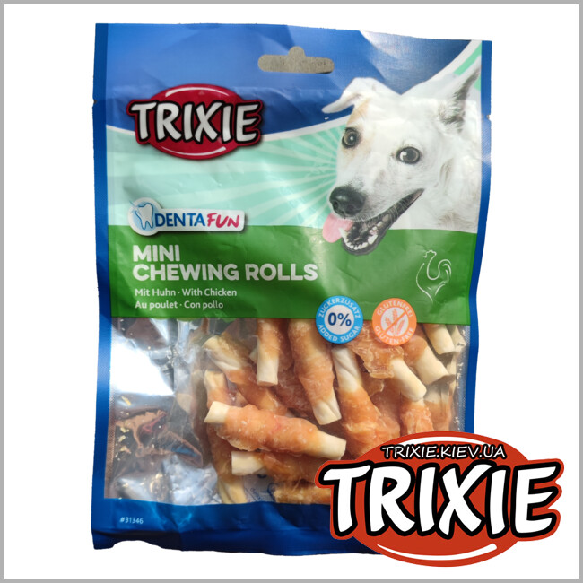 ТРИКСИ Украина - Жевательная палочка с мясом для чистки зубов Trixie Denta Fun Mini (курица 6см / 120g)
