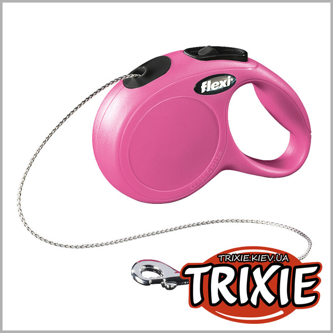 ТРИКСИ Украина - Флекси TRIXIE - New CLASSIC (XS 3м. до 8кг. розовый)