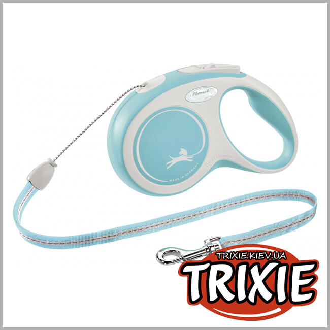 ТРИКСИ Украина - Флекси New COMFORT Trixie  (S, 8м/до 12кг, голубой)