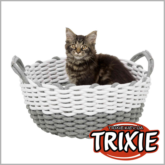 ТРИКСИ Украина - Корзина плетеная Nabouс TRIXIE c подушкой (55 см, серый/белый)