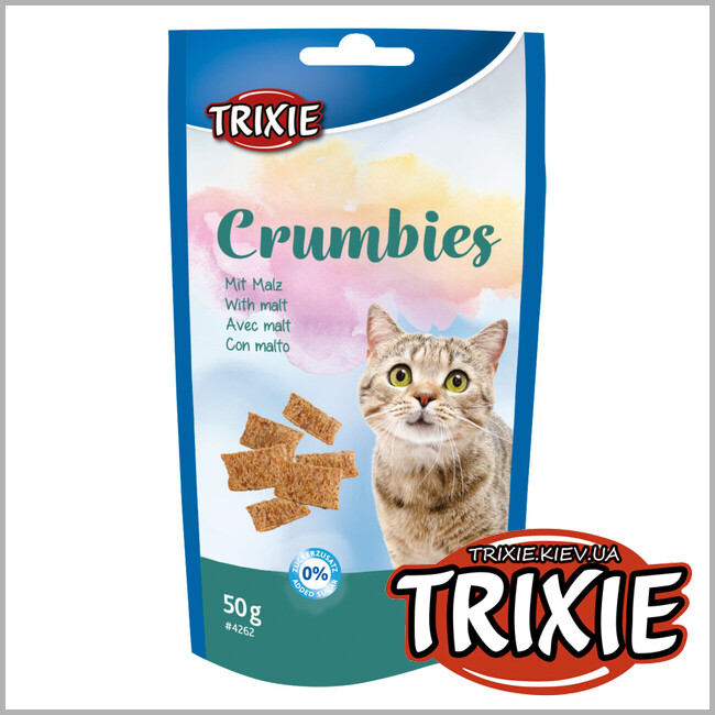 ТРИКСИ Украина - Лакомство для вывода шерсти у кошек Trixie 4262 Crumbies с солодом 50г