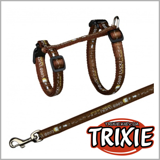 ТРИКСИ Украина - Шлея с поводком для крупных котов TRIXIE Cat Harness XL with Lead (34–57 cm/13 mm)