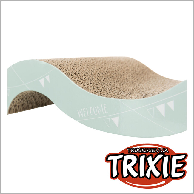 ТРІКСІ Україна - Дряпка для кошенят Trixie 48012 Wave Junior з котячою м'ятою картон світло-бузкова/м'ятна 38х7х18 см