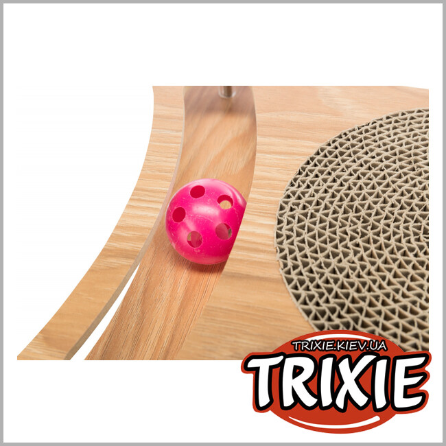 ТРІКСІ Україна - Дерев'яний драпак з іграшками TRIXIE Scratching Cardboard with Wooden Frame (35*4*35 см)