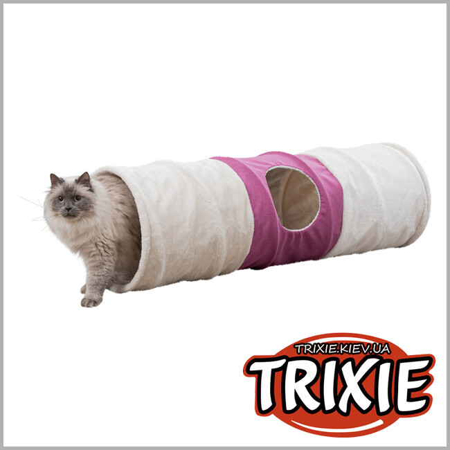 ТРИКСИ Украина - Игровой тоннель TRIXIE для кота XXL (35х115см, беж/фуксия)