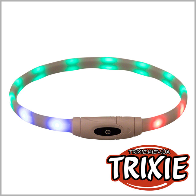 ТРИКСИ Украина - Воротник Trixie 12630 световой с USB силикон многоцветный XS-XL 65 см x 16 мм