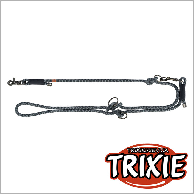 ТРИКСИ Украина - Регулируемый поводок Trixie 1984101 "Soft Rope", S-XL: 2.00м/10мм, черный/серый