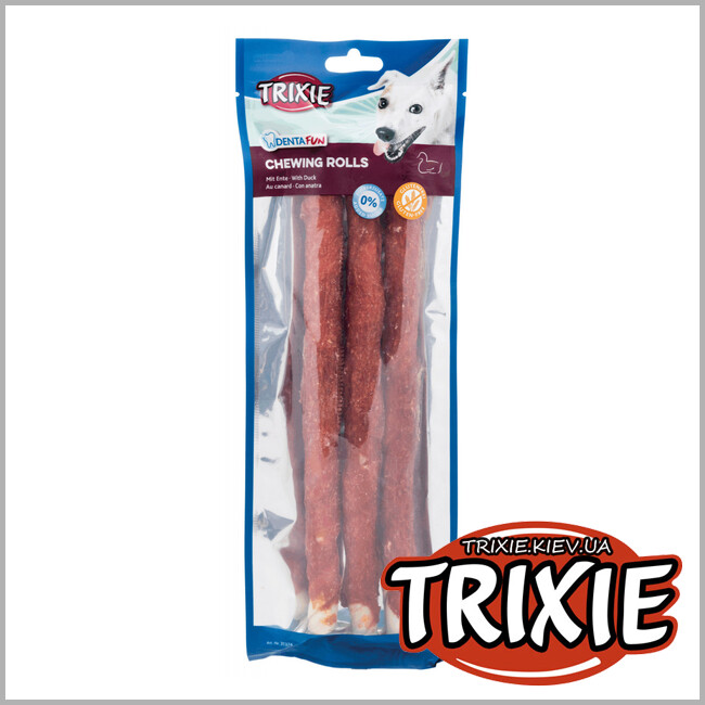 ТРІКСІ Україна - Паличка для чищення зубів Trixie DentaFun Duck Chewing Rolls (качка 28см*3шт/250гр)