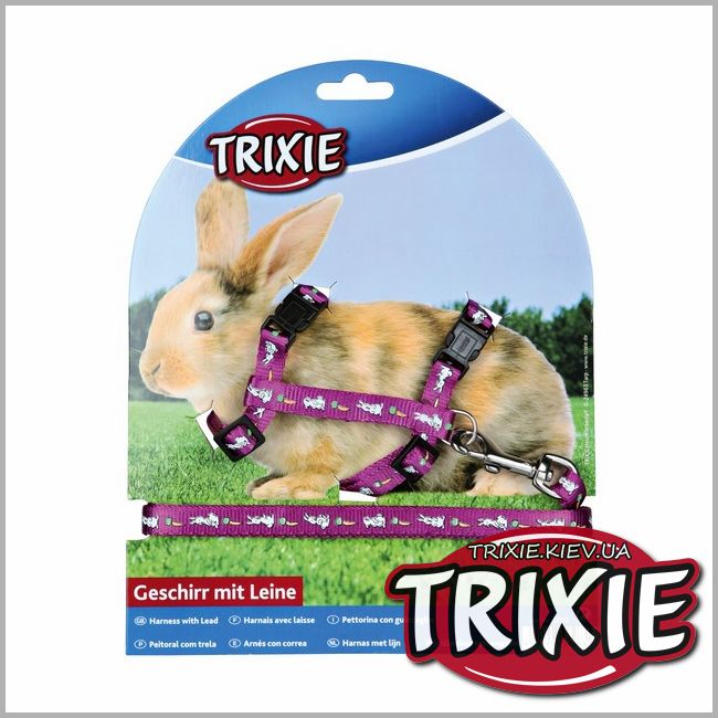 ТРІКСІ Україна - Шлейка з повідцем для кроликів з малюнком TRIXIE (25-44 см/10 мм)
