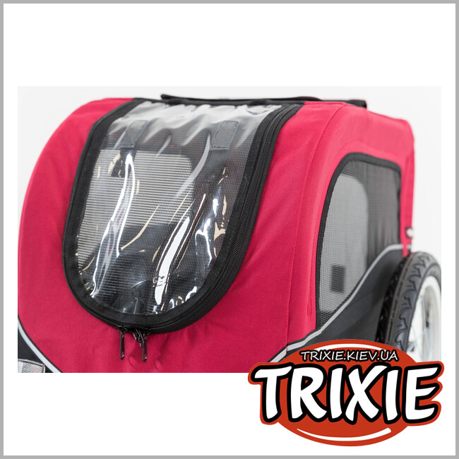 ТРИКСИ Украина - Велоприцеп Trixie 12813 для перевозки животных, S: 53х60х60/117см, черный/красный