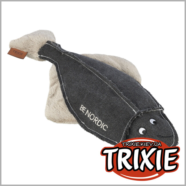ТРИКСИ Украина - Игрушка Trixie 36061 для собак BE NORDIC Камбала Хаджо со звуком полиэстер/хлопок серый 35см