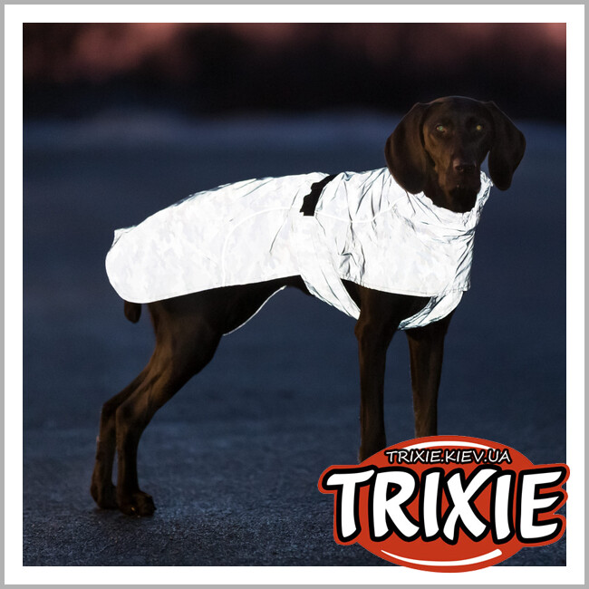 ТРИКСИ Украина - Дождевик для собак Trixie Lunas полностью отражающий (серебристо-синий, S, 38*41-74*36 cm)