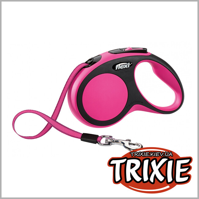 ТРИКСИ Украина - Флекси TRIXIE - New COMFORT (S: 5 м/15 кг, розовый)