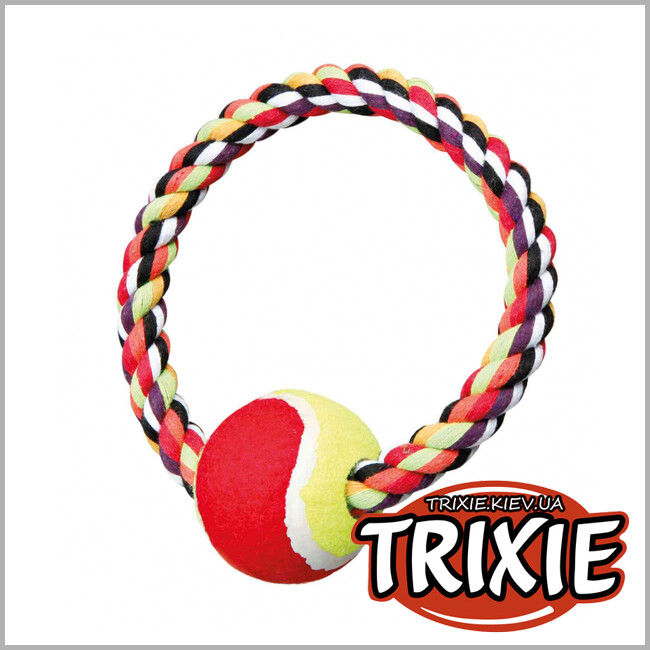 ТРИКСИ Украина - Мяч на веревке Trixie Denta Fun Rope Ring with Tennis Ball (6 * 18см)