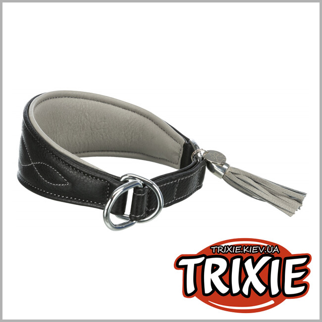 ТРИКСИ Украина - Ошейник Active Comfort - TRIXIE (кожа,XS–S: 24–31см/50мм, черный/серый)