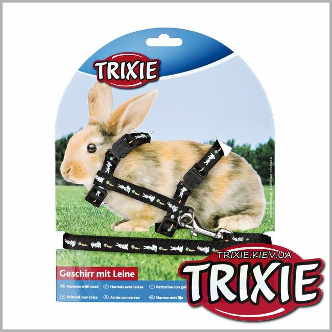 ТРІКСІ Україна - Шлейка з повідцем для кроликів з малюнком TRIXIE (25-44 см/10 мм)