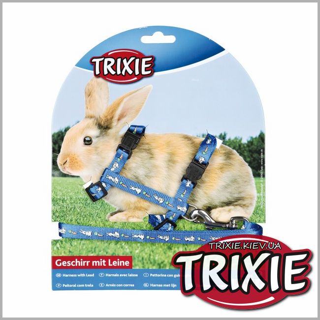 ТРІКСІ Україна - Шлейка з повідцем для кроликів з малюнком TRIXIE (25-44 см/10 мм)