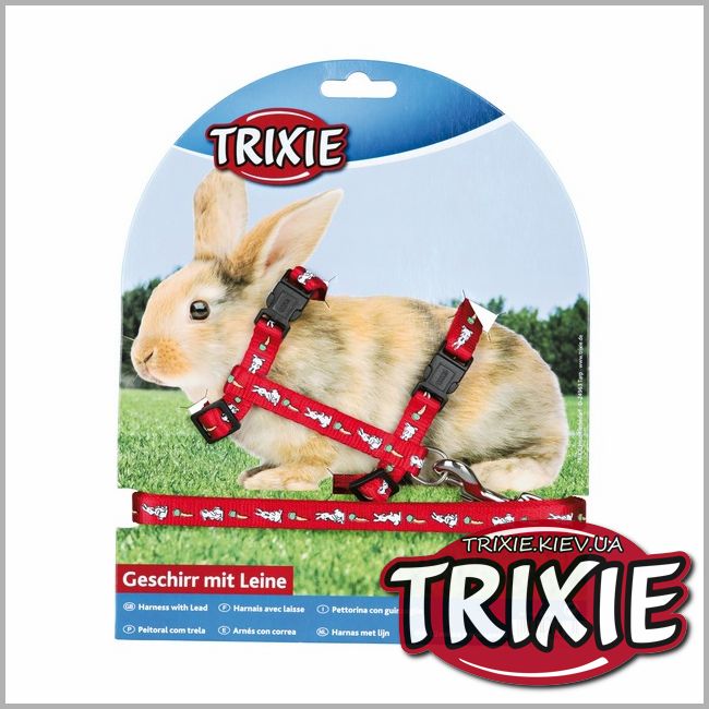 ТРІКСІ Україна - Шлейка з повідцем для кроликів з малюнком TRIXIE (25-44 см/10 мм)