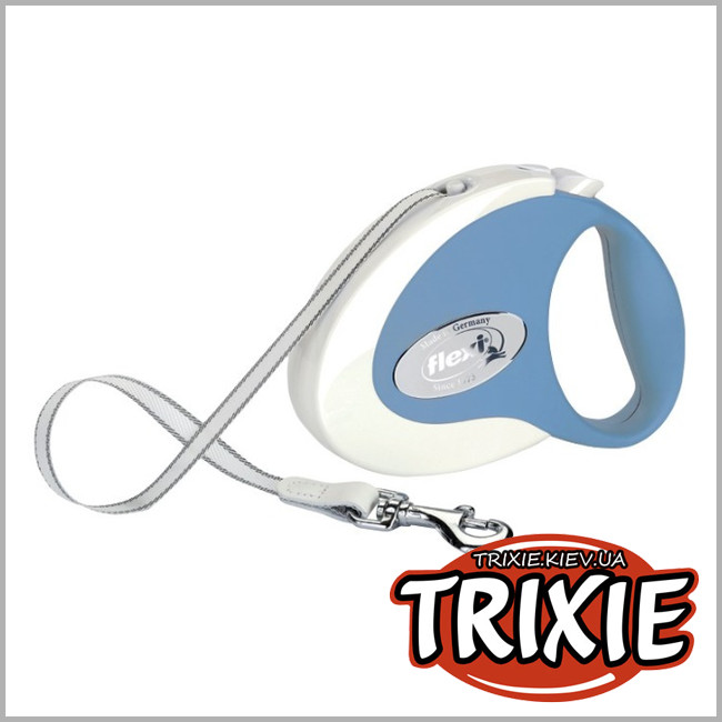 ТРИКСИ Украина - Рулетки TRIXIE COLLECTION (Размер:5м до 25кг, Цвет: белый/синий)