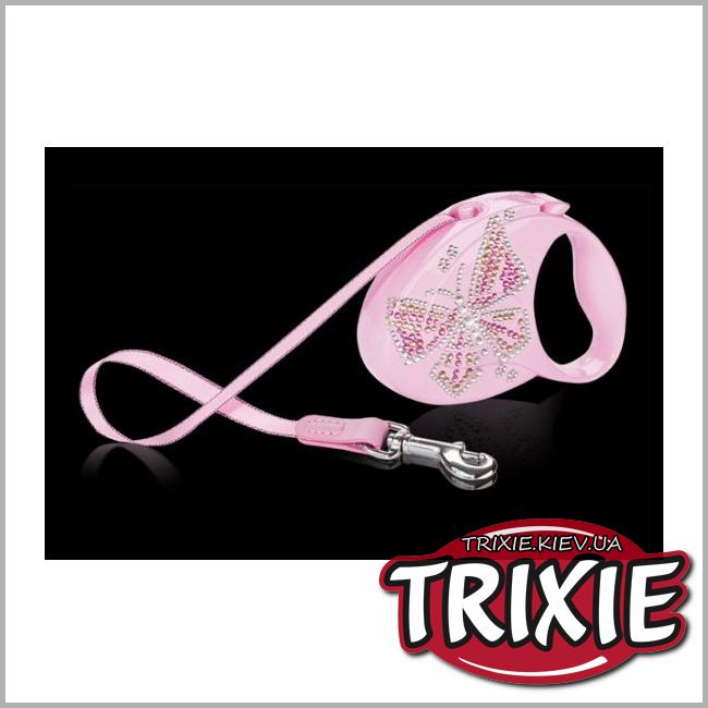 ТРИКСИ Украина - Рулетки для собак TRIXIE - FLEXI GLAM  (Цвет: розовый)