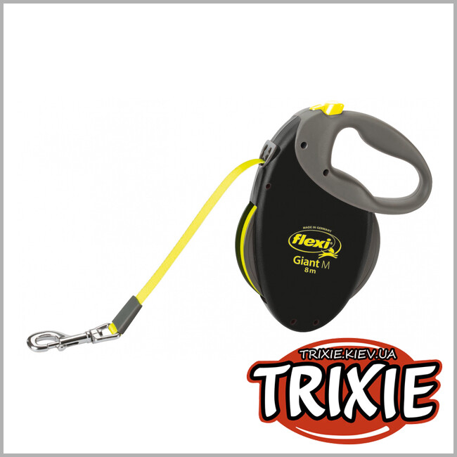 ТРИКСИ Украина - flexi NEON GIANT Tape Leash (M 8м /до 25 кг чёрный/неон)