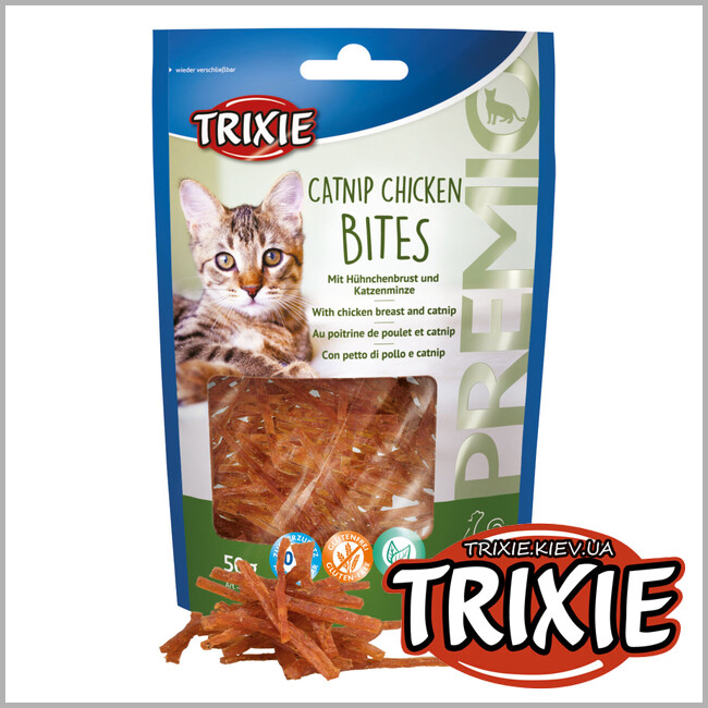 ТРИКСИ Украина - Лакомство для кошек Trixie 42742 Catnip Chicken Bites куриная грудка и кошачья мята 50г