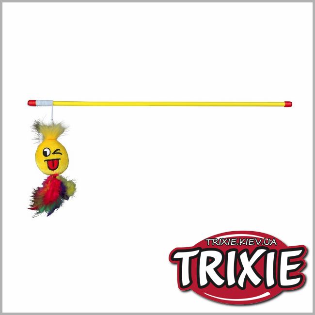 ТРИКСИ Украина - Палочка дразнилка со смайликом и пером для кошек TRIXIE (50см  )