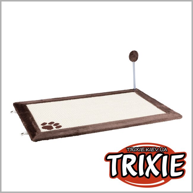 ТРИКСИ Украина - Царапка-коврик для кошек Trixie 4323 с мячиком на пружине сизаль/плюш коричневая 70х45 см