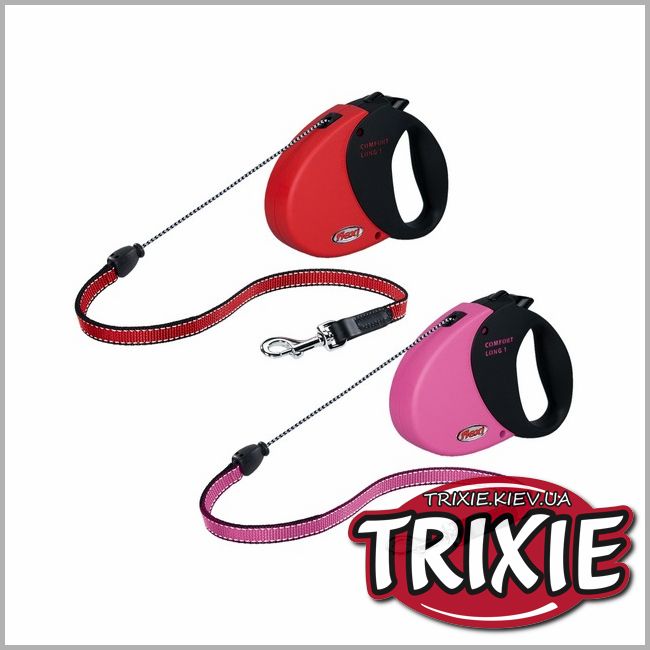 ТРИКСИ Украина - Рулетки для собак TRIXIE - COMFORT LONG (Размер: 2.8 м / 20 кг, Цвет: розовый)