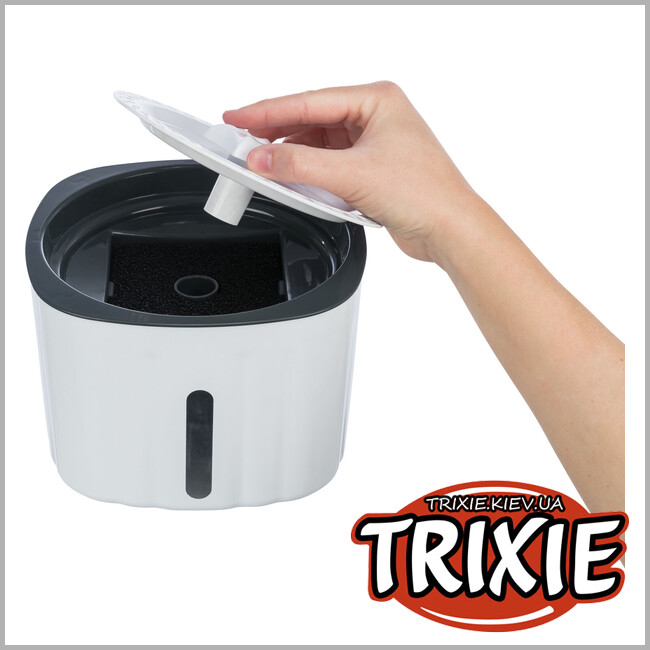 ТРИКСИ Украина - Поилка-фонтан Trixie 24446 Flower для кошек белый/серый пластик 2 л 18,5х13х18,5 см