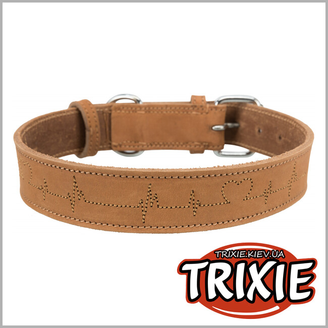 ТРІКСІ Україна - Нашийник Rustic зі шкіри Серцебиття Trixie Heartbeat (L-XL: 55-65 см/40 мм, коричневий)