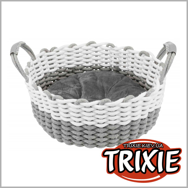 ТРИКСИ Украина - Корзина плетеная Nabouс TRIXIE c подушкой (45 см, серый/белый)